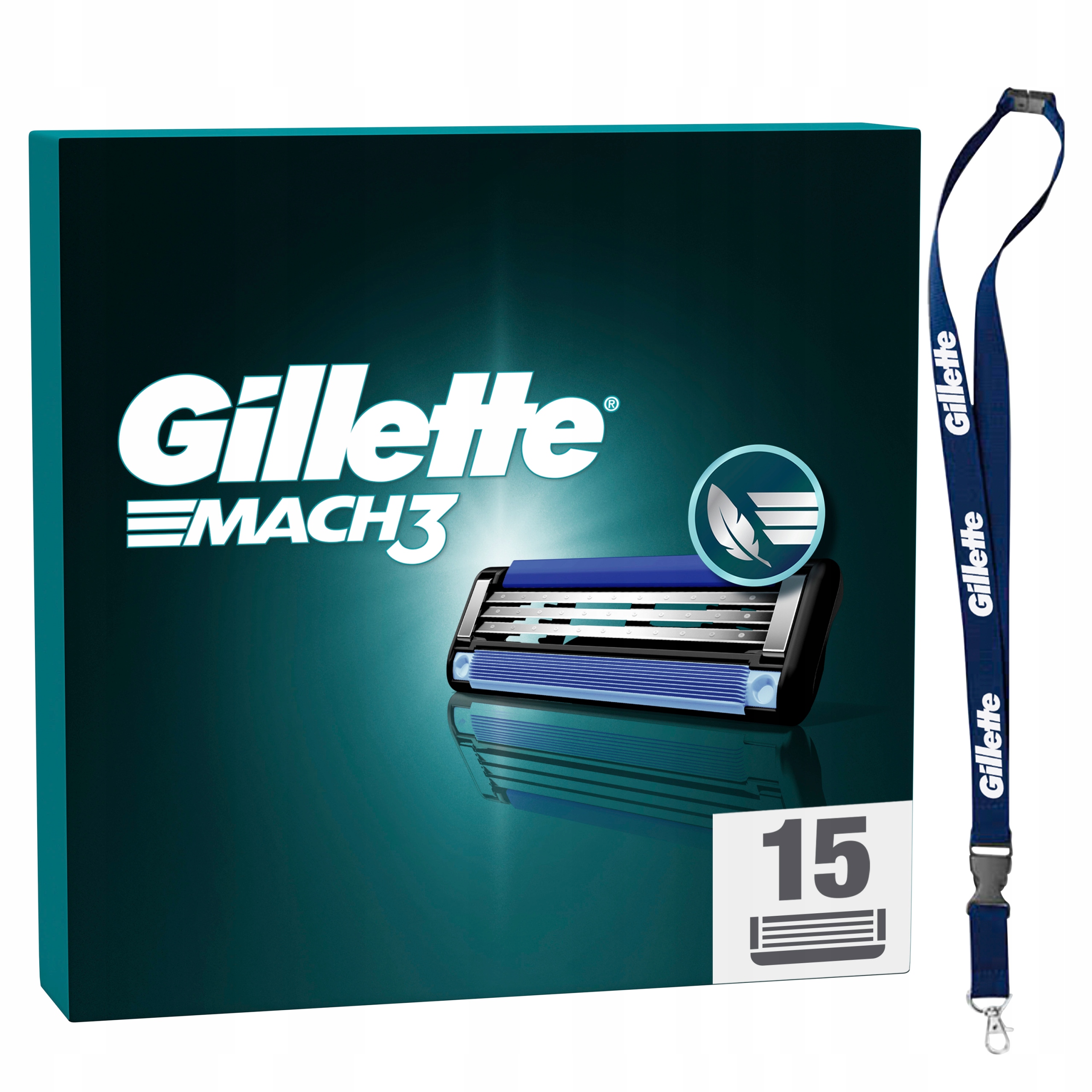 Gillette Mach3 náhradné hlavice s 3 čepeľami, hladké holenie, 15 ks